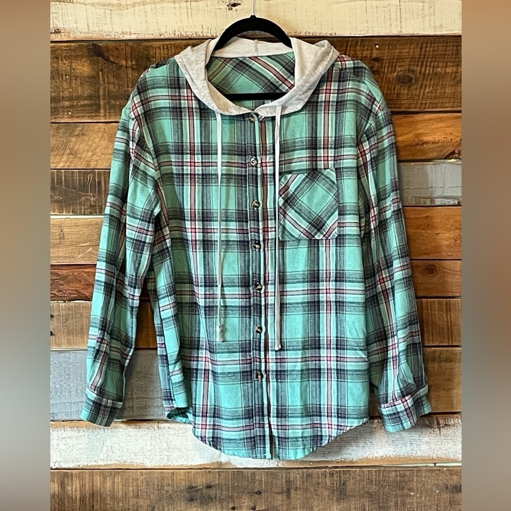 NWOT Hooded Flannel Shirt